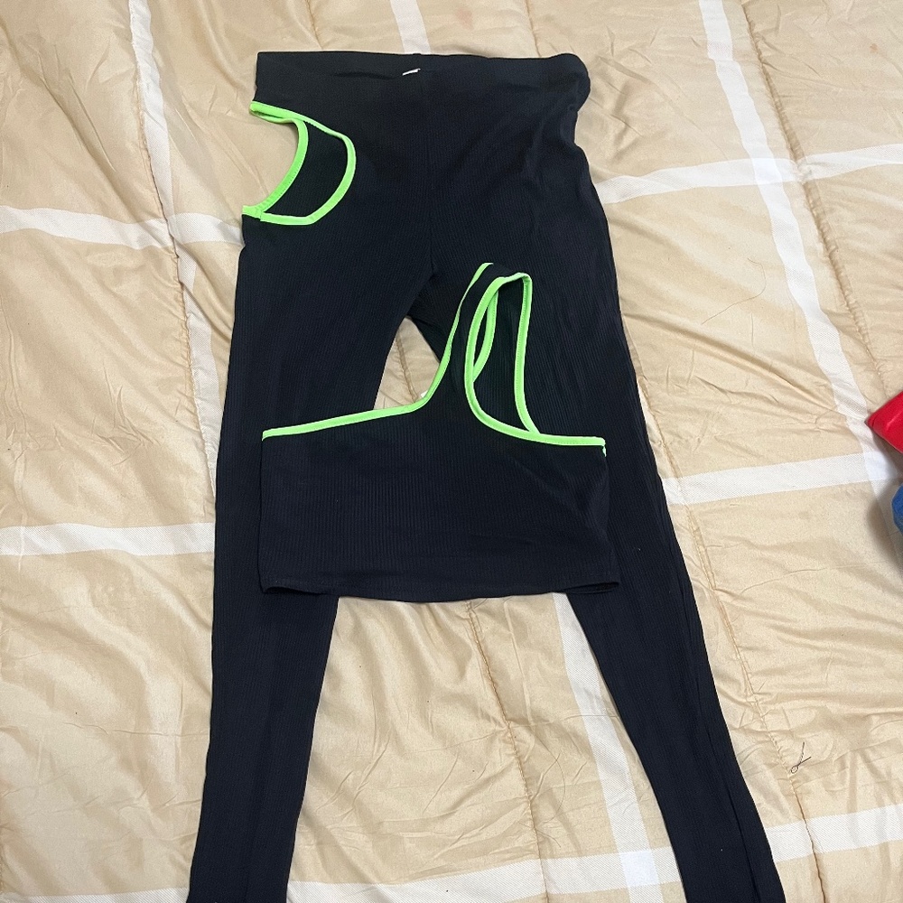 Lime Green/Black Matching Set